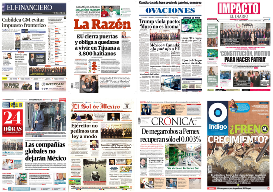 Trump y Osorio Chong en las primeras planas del jueves - portadas-9-feb-1