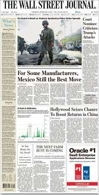 Trump y Osorio Chong en las primeras planas del jueves - portadas-9-feb-twsj