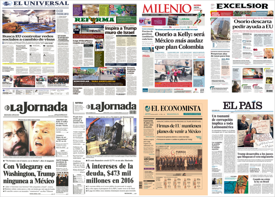 Trump y Osorio Chong en las primeras planas del jueves