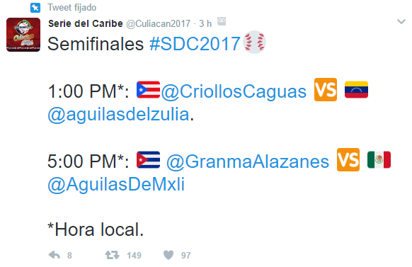 México pierde el invicto y el liderato de la Serie del Caribe - semis-horarios-of