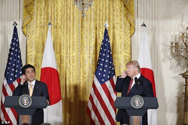 Trump fingió entender japonés durante conferencia con Shizo Abe - trump-japon3