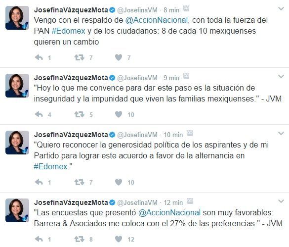 Vázquez Mota es la opción más competitiva para Edomex: PAN - tuit-josefina