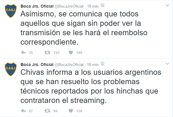 Vuelve a fallar Chivas TV - tuits-boca