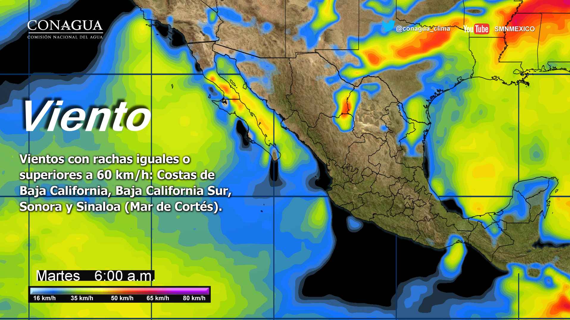 Vientos fuertes afectaran el noroeste y sureste del país - 0703