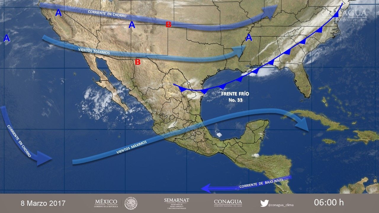 Frente frío 33 generará vientos fuertes en el norte del país - 0803