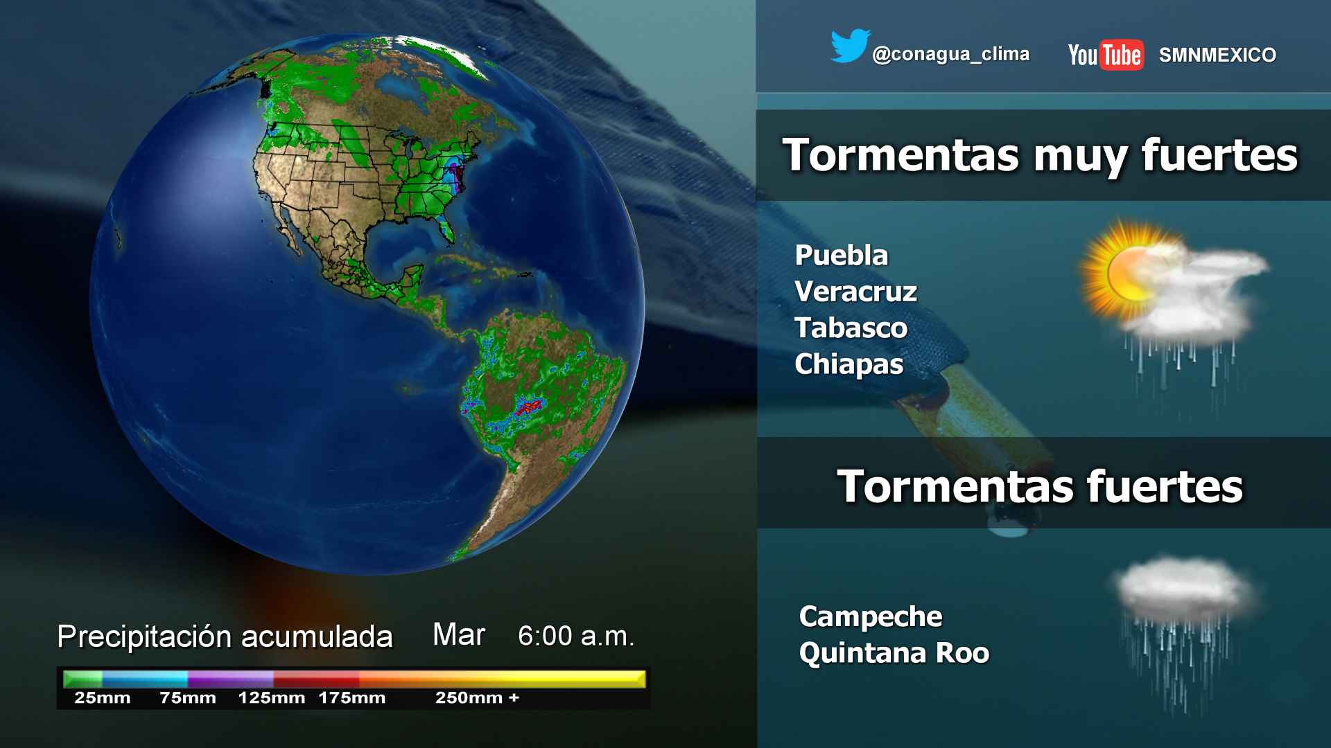 Tormentas fuertes afectarán el este y sureste del país - 1403