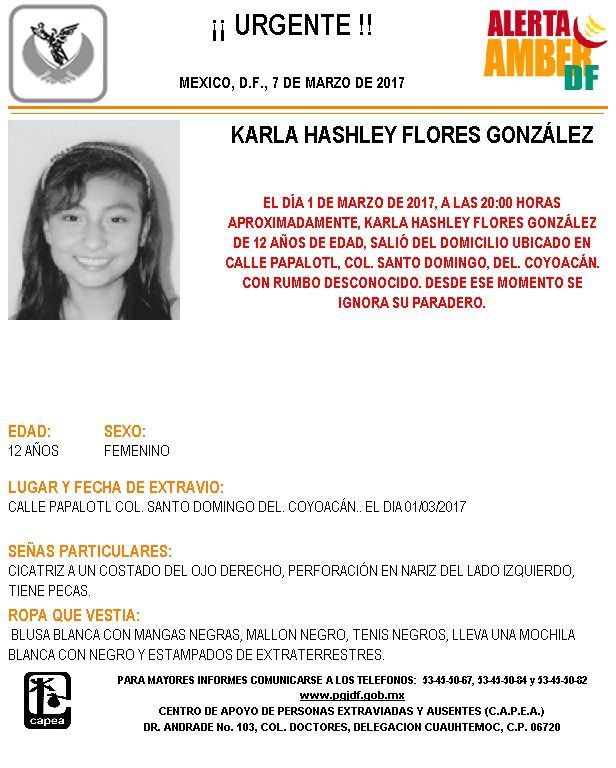 Activan Alerta Amber por niña extraviada en Coyoacán - ALERTA-AMBER-032