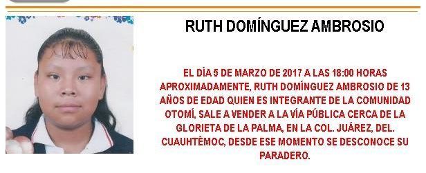 Activan Alerta Amber por menor extraviada en la Cuauhtémoc