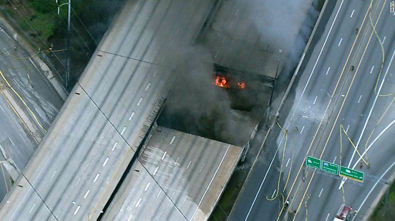 Colapsa autopista en Atlanta por incendio