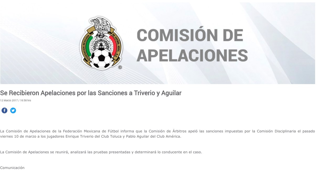 Comisión de Árbitros apela sanciones a Pablo Aguilar y Enrique Triverio - FMF