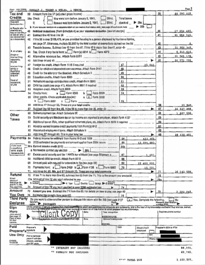 Trump pagó 38 millones de dólares en 2005 en impuestos: La Casa Blanca - Impuestos-Donald-Trump-2
