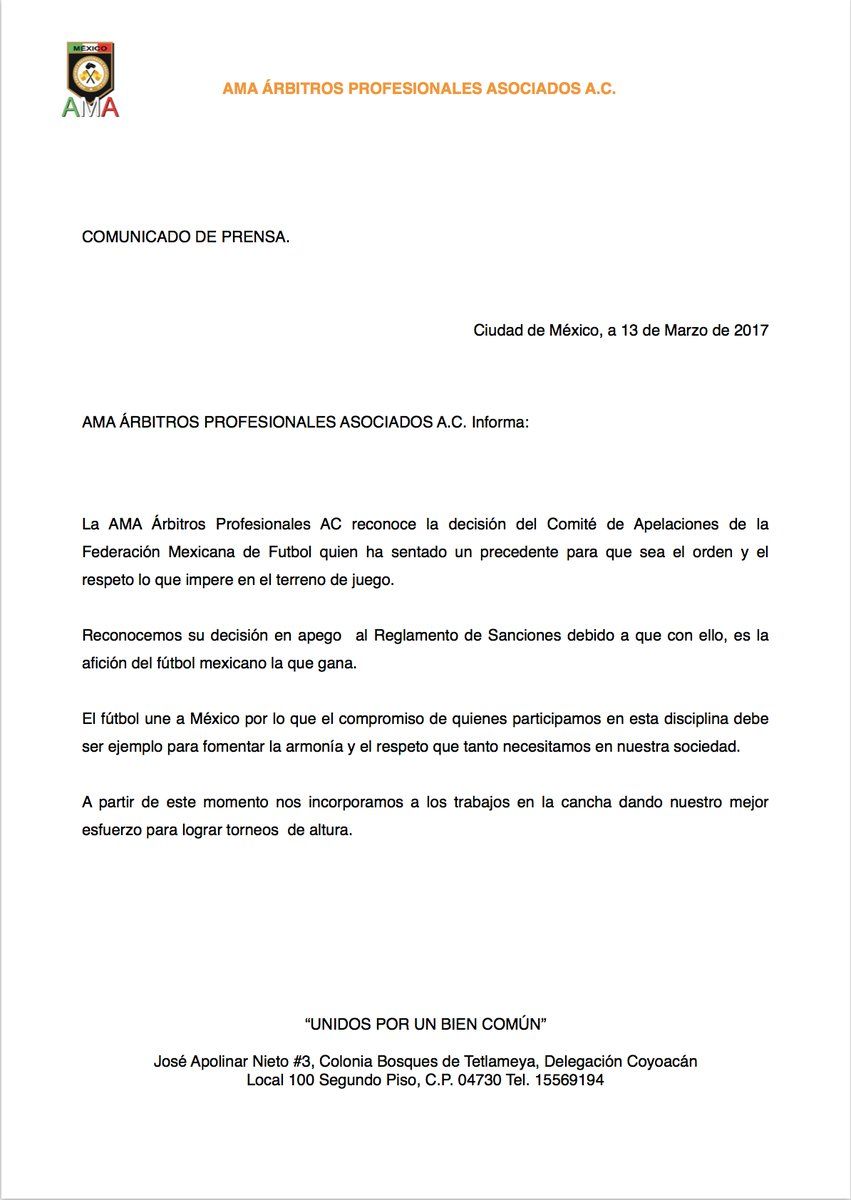 Se reanuda el futbol mexicano tras huelga arbitral - ama-anuncion