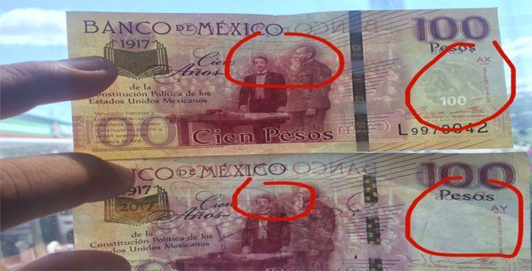 Alerta por billetes falsos de 100 pesos - bill