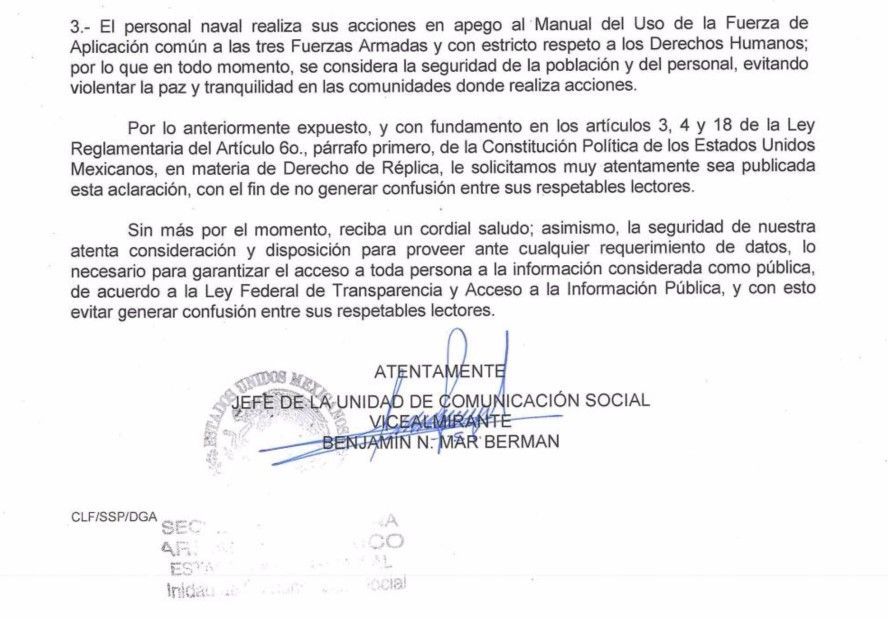SEMAR se deslinda de la muerte de un menor en Nuevo León - comunicado-2