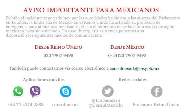 Confirman que no hay mexicanos entre las víctimas en Londres - consulmex-gb