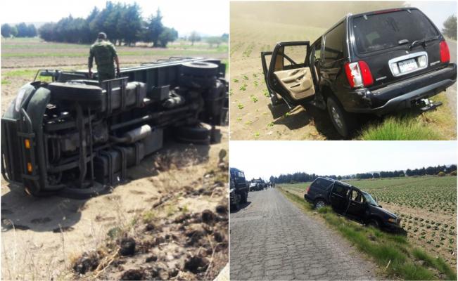 ‘Huachicoleros’ atacan a convoy militar en Puebla - convoy-1