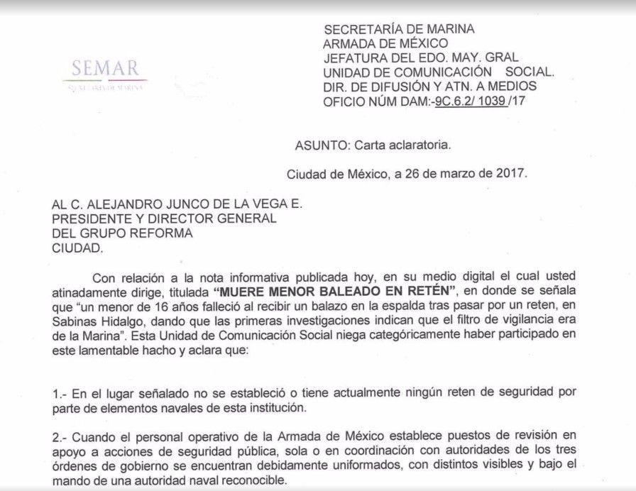 SEMAR se deslinda de la muerte de un menor en Nuevo León - coomunicado-1