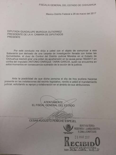"Este día saldré de la Cámara de Diputados": Tarín García - diputado