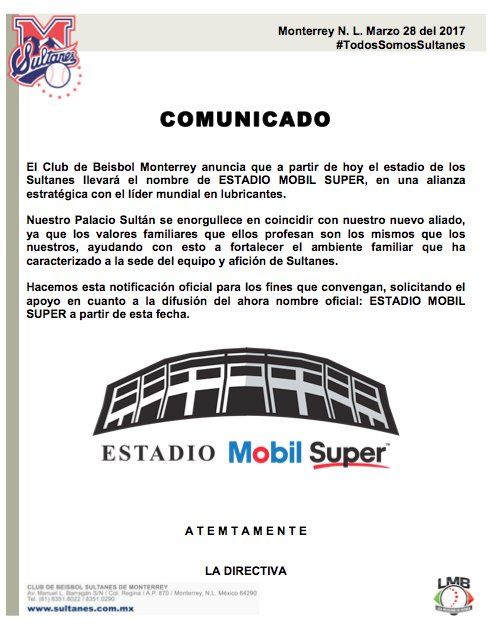 Sultanes cambian de nombre a su estadio - estadio-sultanes-comunicado