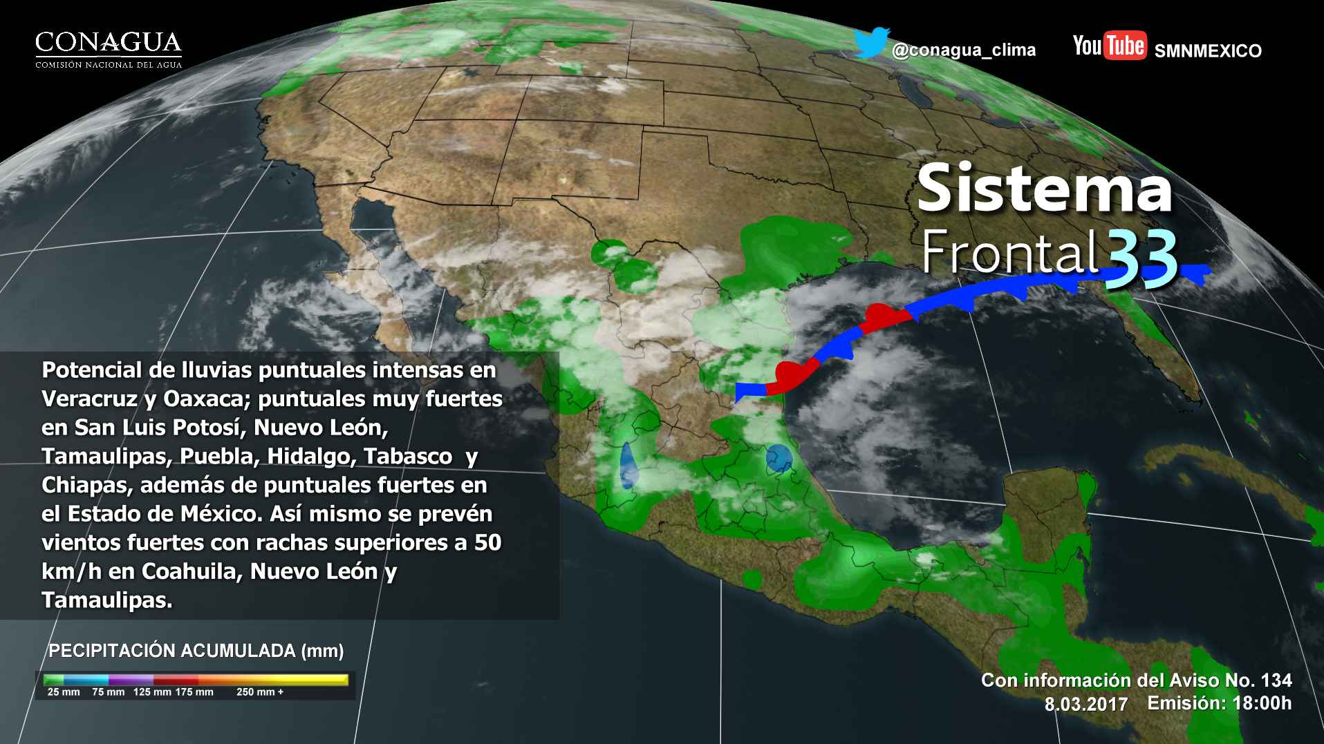 Frente frío 33 generará vientos fuertes en el noreste del país - frente-frio-33-1