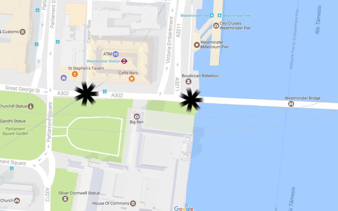 Ataque terrorista en Londres deja cinco muertos y 40 heridos - mapaaa