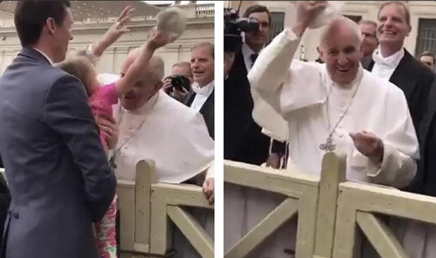 #Video Niña le quita el solideo al papa Francisco