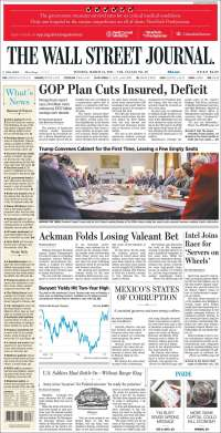 EPN y plan de salud de Trump en primeras planas de este martes - portadas-14-marzo-twsj