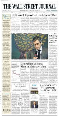 Osorio Chong, Meade y Trump en primeras planas - portadas-15-marzo-twsj