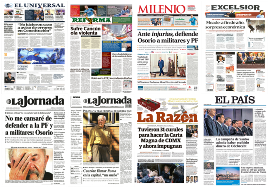 Osorio Chong, Meade y Trump en primeras planas