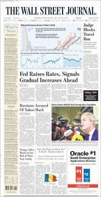 Fed y Trump en primeras planas de México y el mundo - portadas-16-marzo-twsj