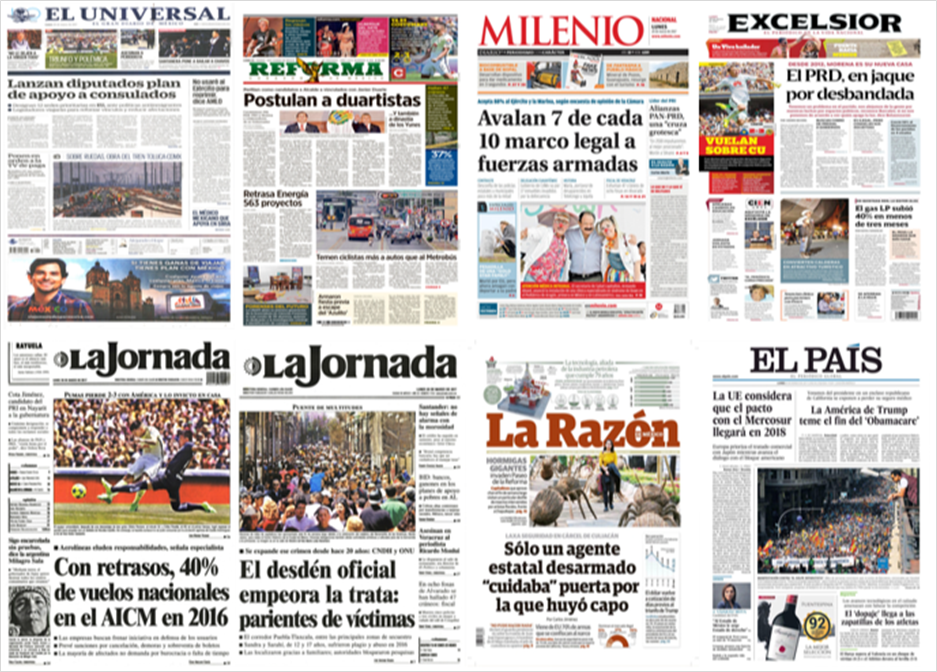 PRI, PRD y América en primeras planas del lunes