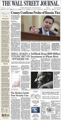 Tom Brady y FBI en primeras planas del martes - portadas-21-marzo-twsj