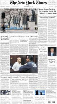 Carstens y el atacante de Londres en primeras planas del viernes - portadas-24-marzo-nyt