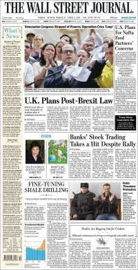 Exfiscal de Nayarit y Venezuela en primeras planas del viernes - portadas-31-mar-twsj