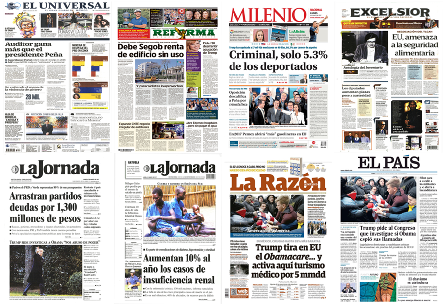 Trump, Obama y deportaciones en primeras planas del lunes