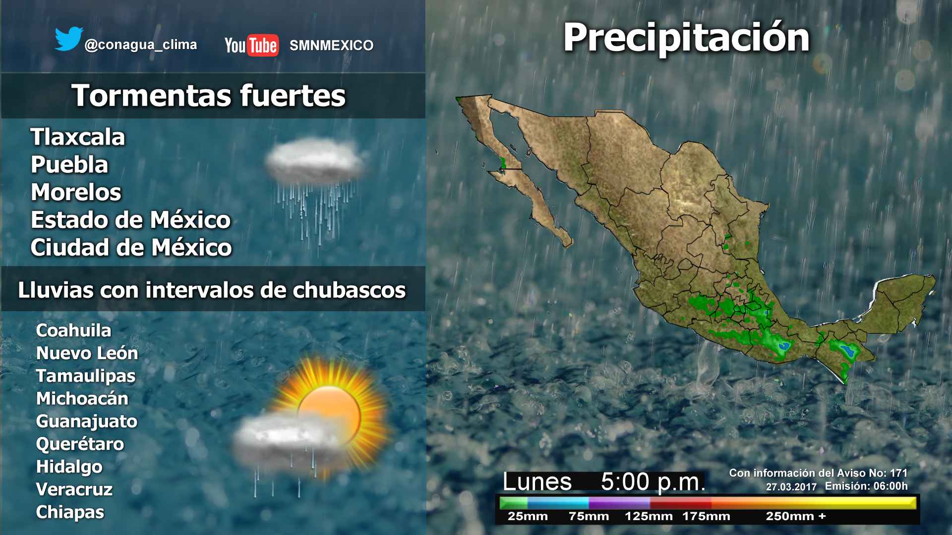 Vientos y lluvias fuertes predominarán en gran parte del país - pronostico-2703