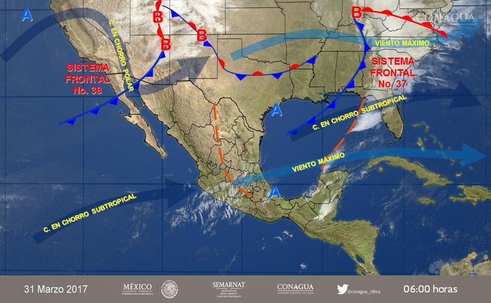 Tormentas fuertes afectarán el oriente y sureste del país - pronostico-3103-2