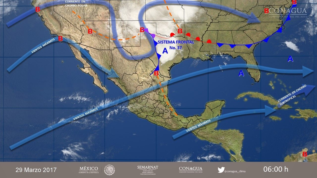 Frente frío 37 generará vientos fuertes en el norte del país - pronóstico-2903-2