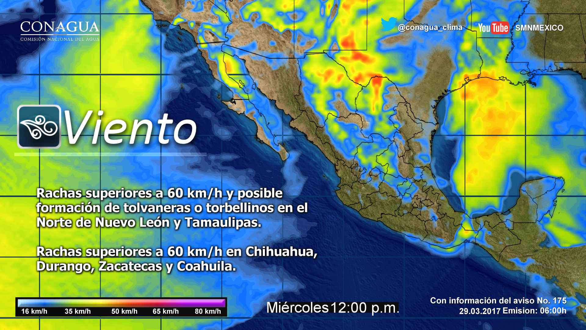 Frente frío 37 generará vientos fuertes en el norte del país - pronóstico-2903