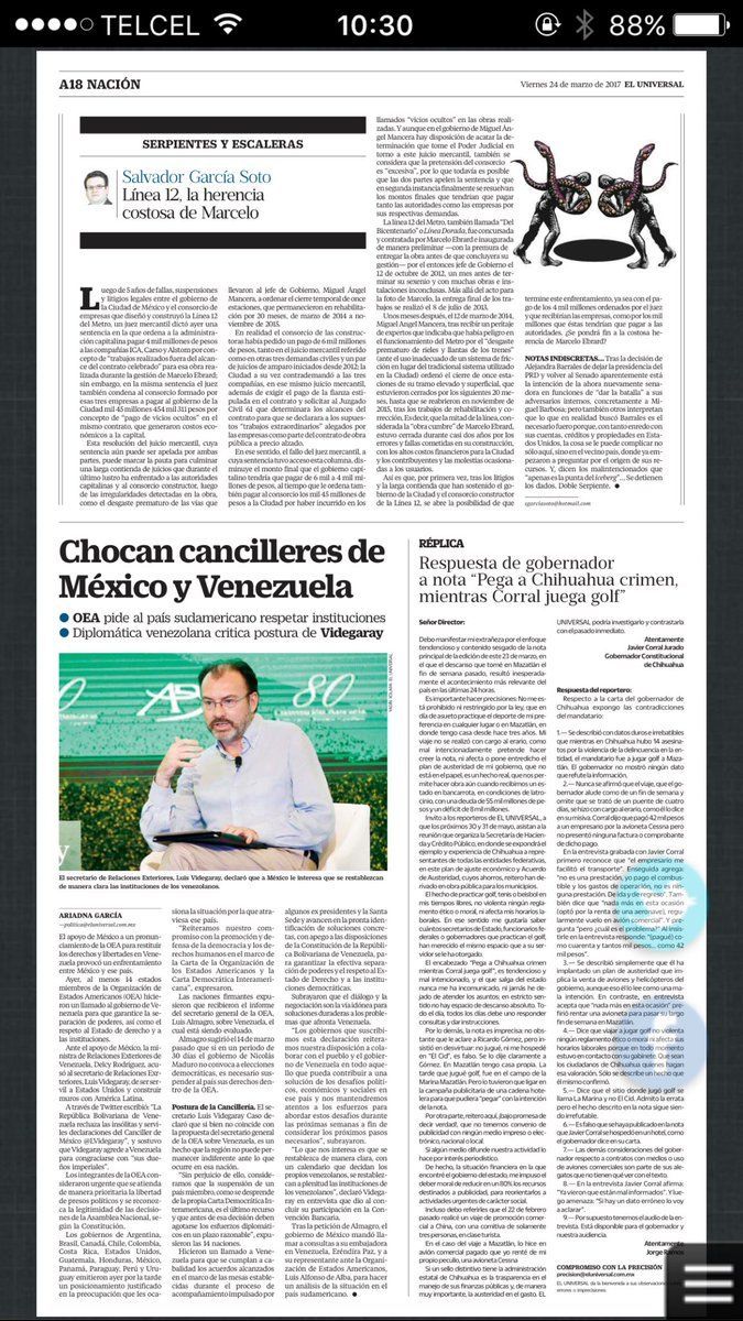 El Universal llama mentiroso a Javier Corral - replica-el-universal