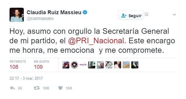 Claudia Ruiz Massieu a la Secretaría General del PRI - tuit-claudia-ruiz-massieu