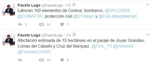 Incendio en el Ajusco - tuit-fausto-lugo