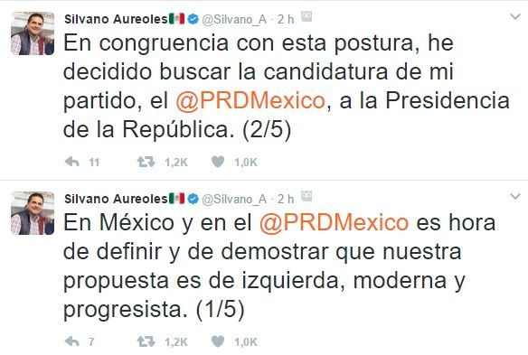“Quiero ser candidato del PRD a la Presidencia de México”: Aureoles - tuit-silvano-1