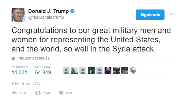 Trump felicita a militares por bombardeo a Siria - Screenshot_1