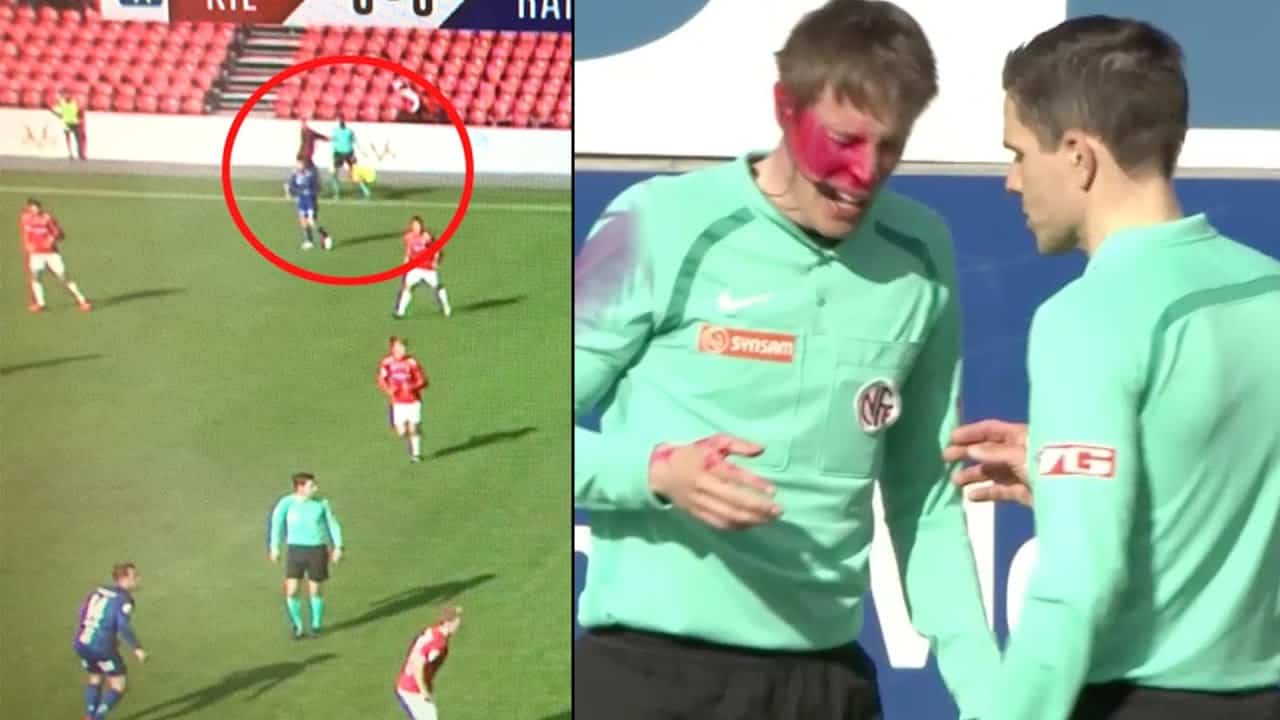 Aficionado agrede a árbitro con pintura en spray - arbitro-linea
