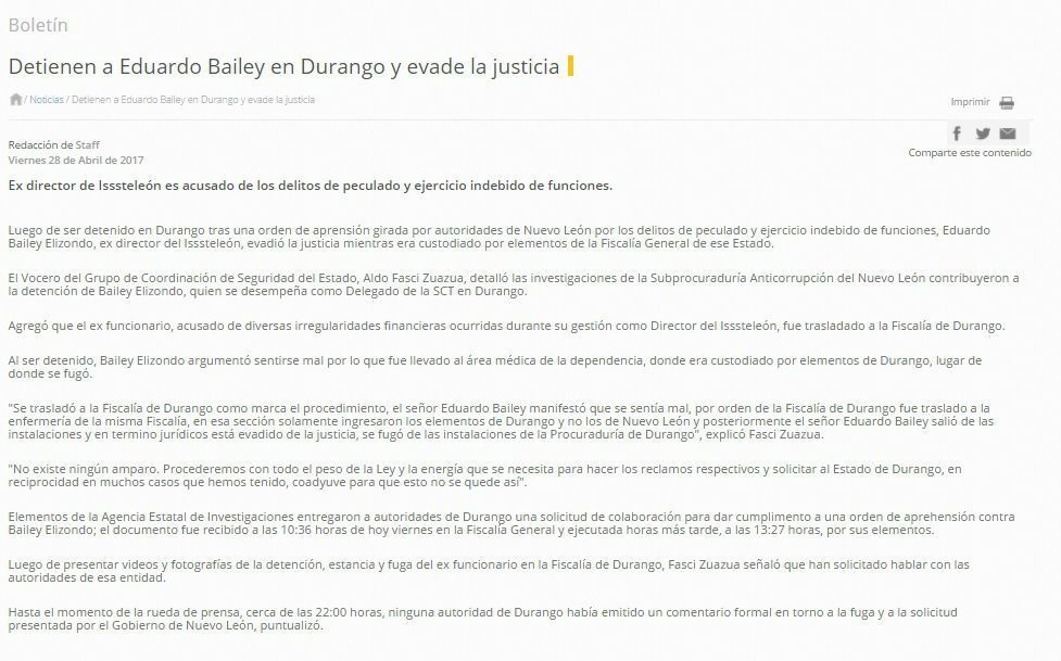 Se fuga exdirigente del PRI Nuevo León - comunicado-nl