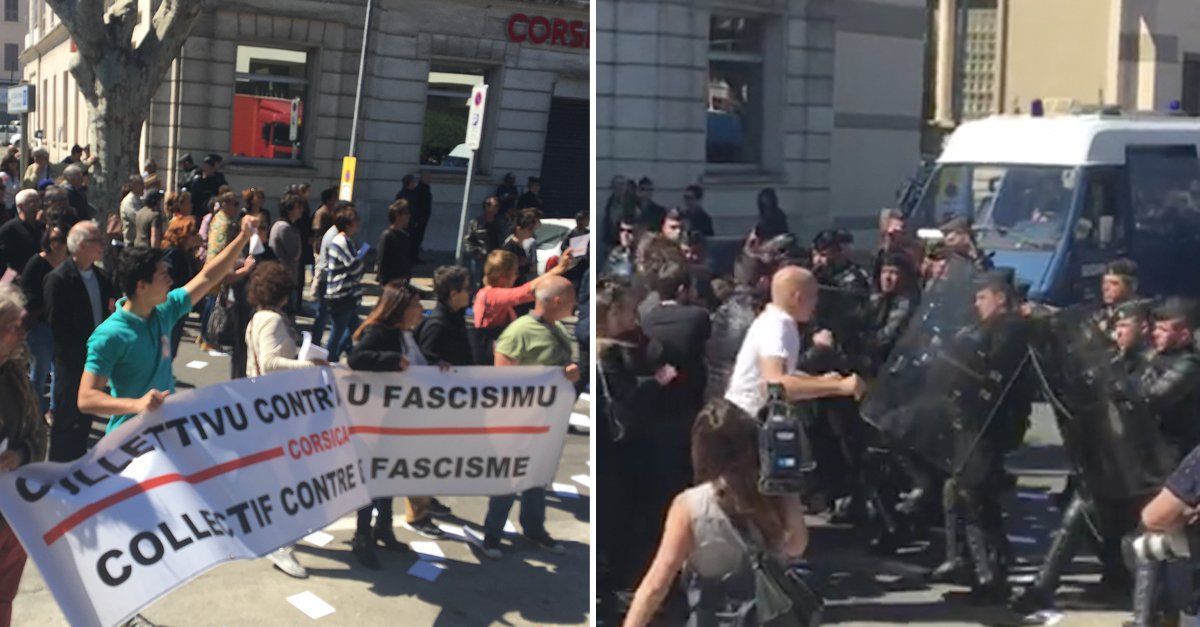 Enfrentamientos antes de acto de campaña de Le Pen en Córcega - corcega-le-pen