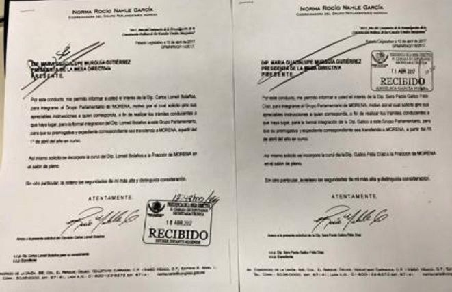 Renuncian diputados del PVEM y de MC para irse a Morena - diputados-verde-mc-a-morena