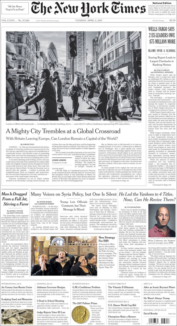 Empleos y Tomás Yarrington en las portadas del martes - nyt