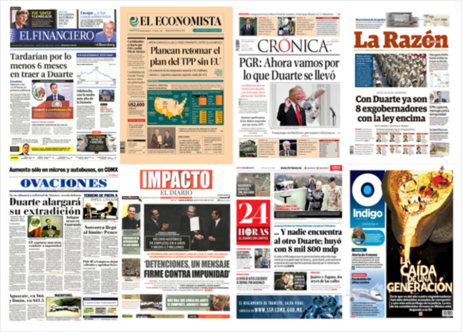 Javier Duarte y Mike Pence en primeras planas del martes - portadas-18-abril1